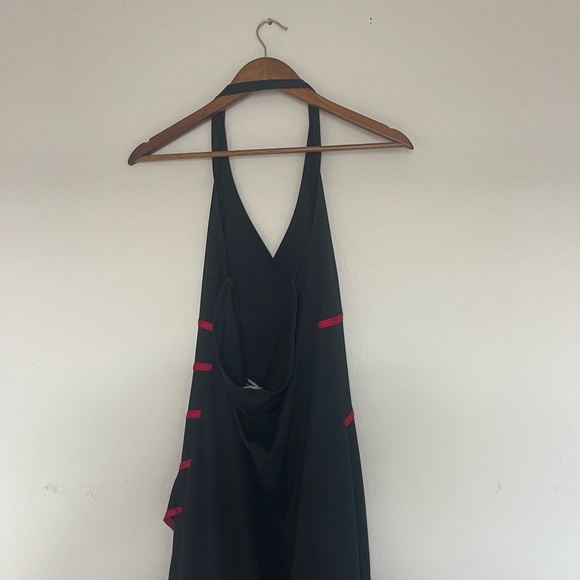 Black and red salsa Asymmetrical Halter Cocktail Sundress - Picture 8 of 11